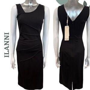 Dilanni Black Ruched Bodycon Dress with Back Zip Cocktails Dress Size XS